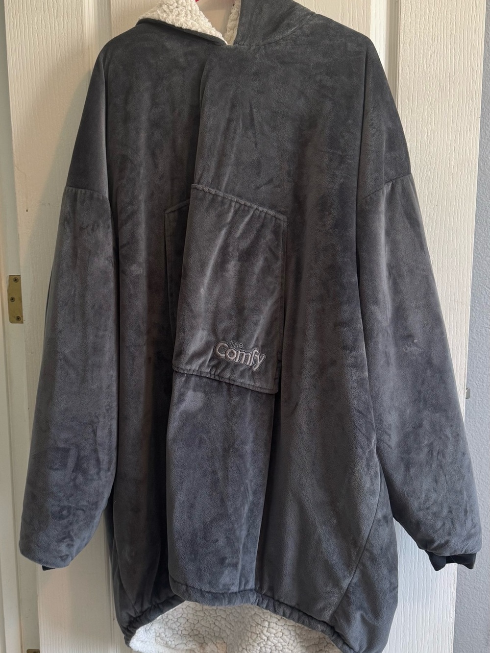 Comfy Men's Gray Hooded Sherpa Puffer Pullover